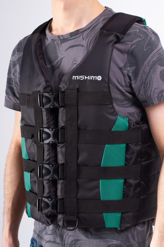 Жилет спасательный MISHIMO PRO Премиум качества Черно-зеленый в Раменском