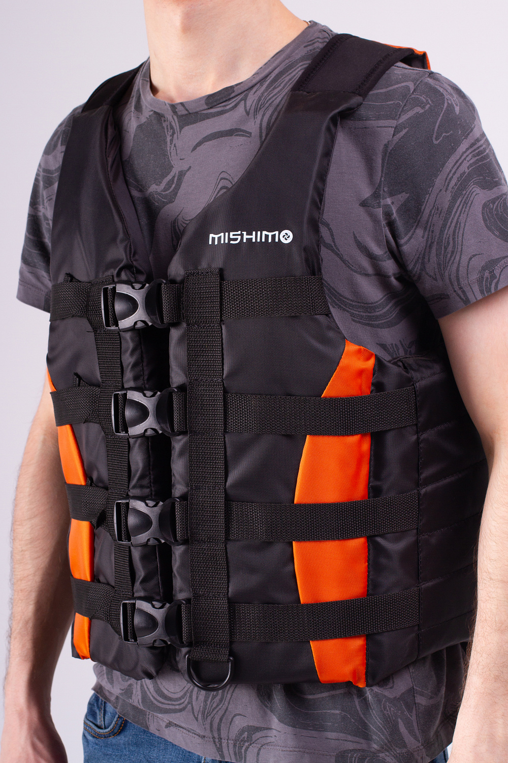 Жилет спасательный MISHIMO PRO Премиум качества Черно-оранжевый в Раменском